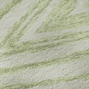 Photo of Artichoke Green And Beige Abstract Washable Area Rug With UV Protection