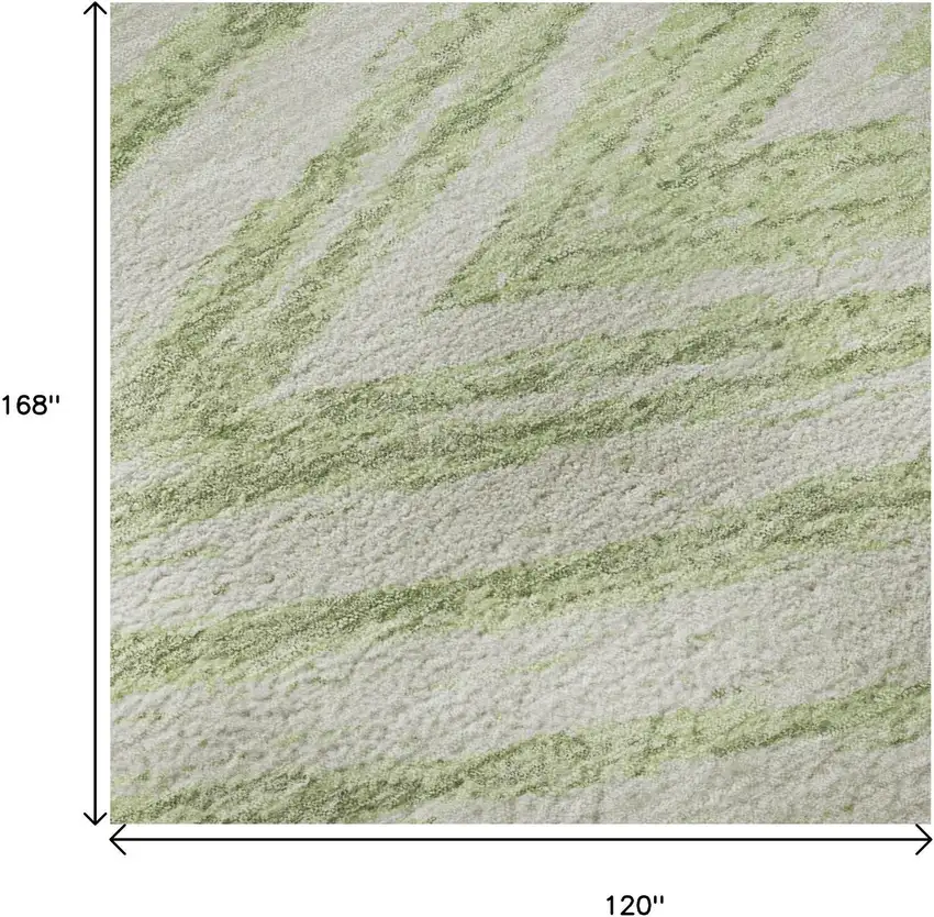 Artichoke Green And Beige Abstract Washable Area Rug With UV Protection Photo 9