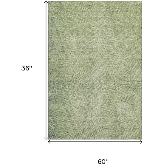 Artichoke Green And Beige Abstract Washable Area Rug With UV Protection Photo 8