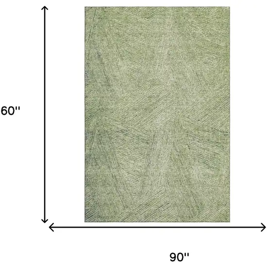 Artichoke Green And Beige Abstract Washable Area Rug With UV Protection Photo 7
