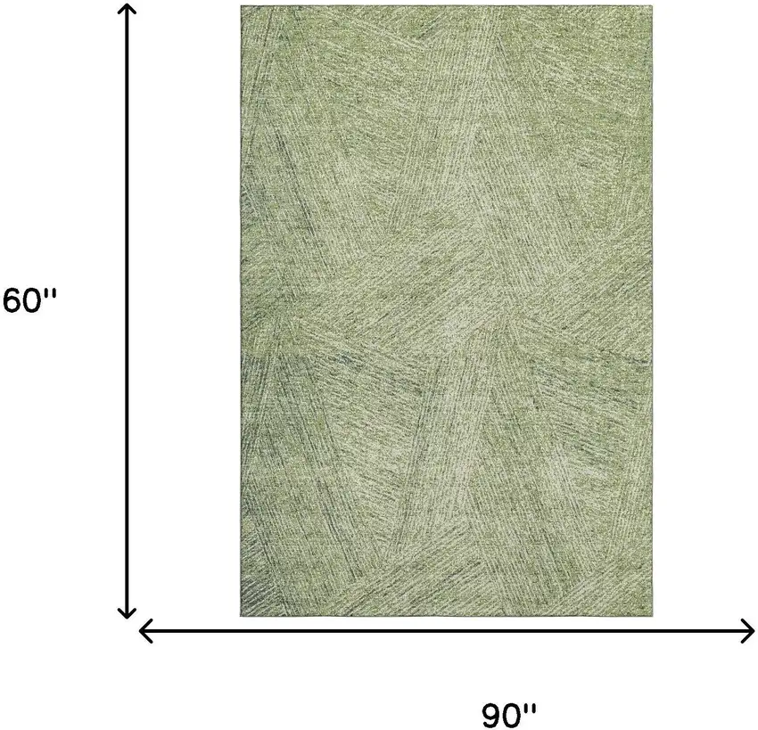Artichoke Green And Beige Abstract Washable Area Rug With UV Protection Photo 7