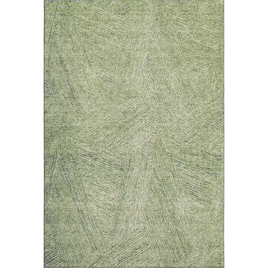 Artichoke Green And Beige Abstract Washable Area Rug With UV Protection Photo 3