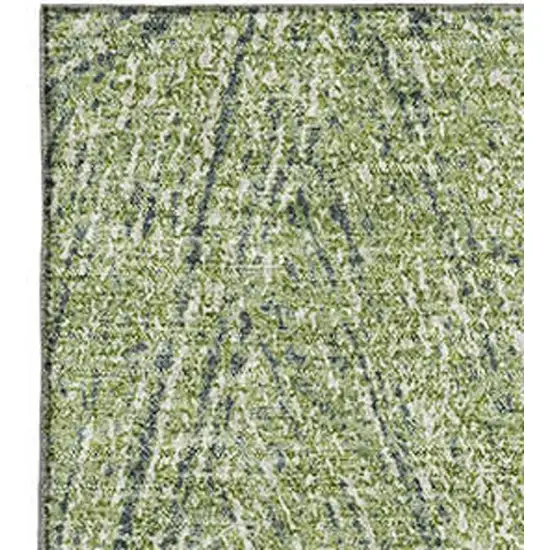 Artichoke Green And Beige Abstract Washable Area Rug With UV Protection Photo 3