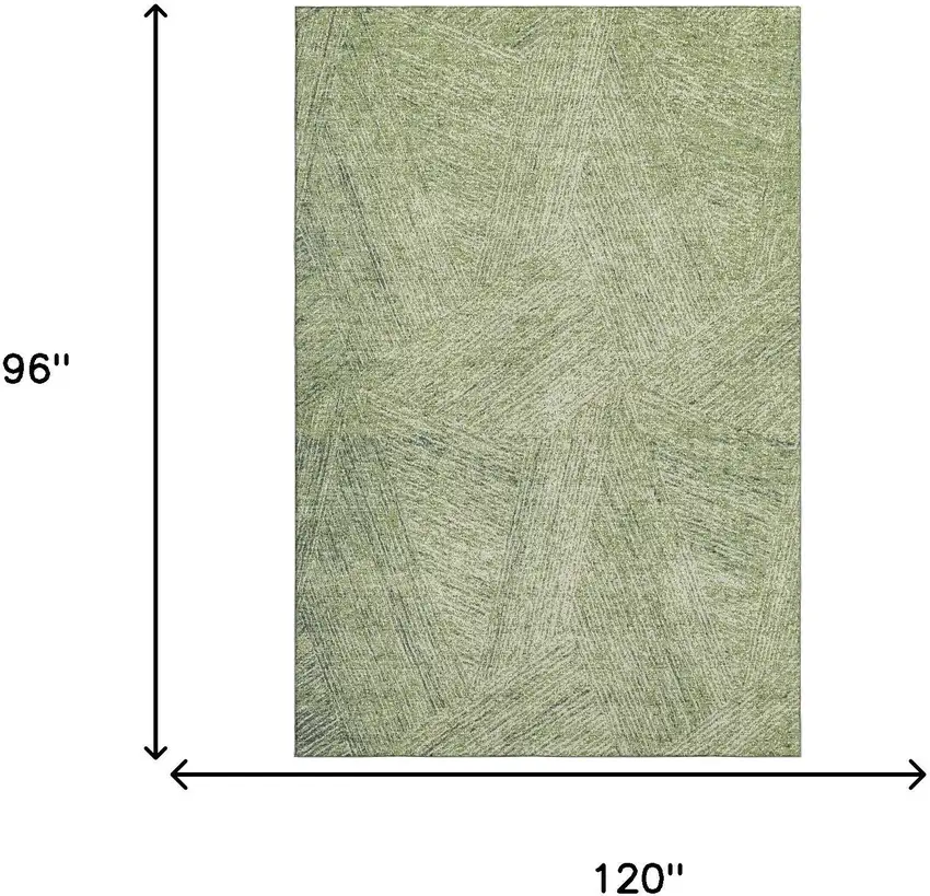 Artichoke Green And Beige Abstract Washable Area Rug With UV Protection Photo 7