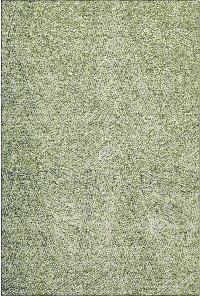 Artichoke Green And Beige Abstract Washable Area Rug With UV Protection Photo 3