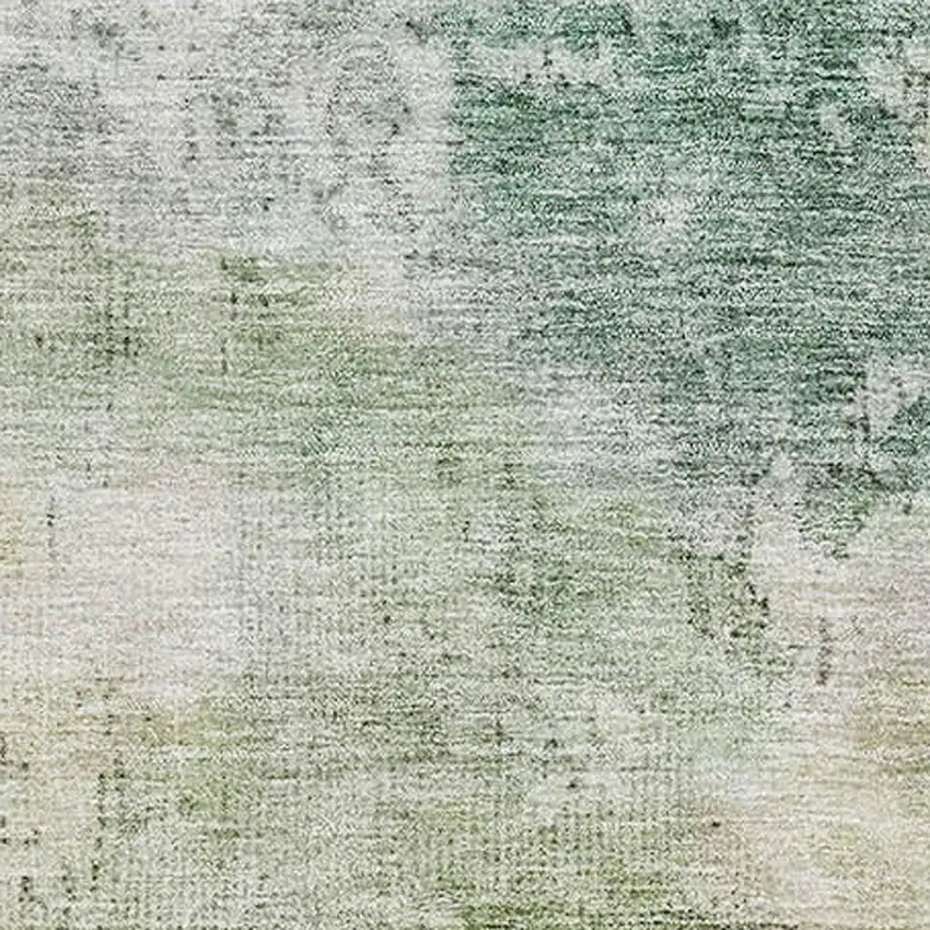 Artichoke Green And Beige Abstract Washable Area Rug With UV Protection Photo 2