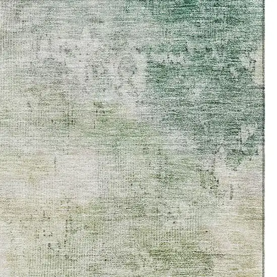 Artichoke Green And Beige Abstract Washable Area Rug With UV Protection Photo 2