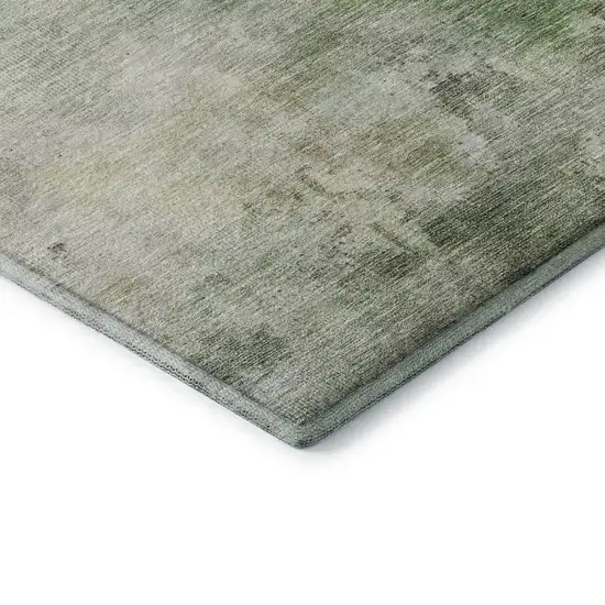 Artichoke Green And Beige Abstract Washable Area Rug With UV Protection Photo 7