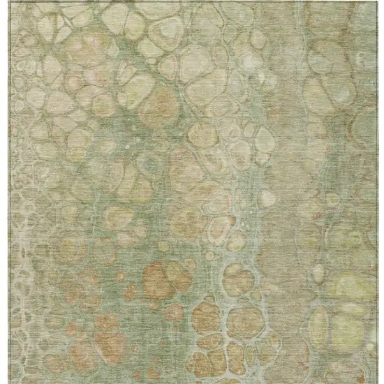 Artichoke Green And Beige Abstract Washable Indoor Outdoor Area Rug Photo 7