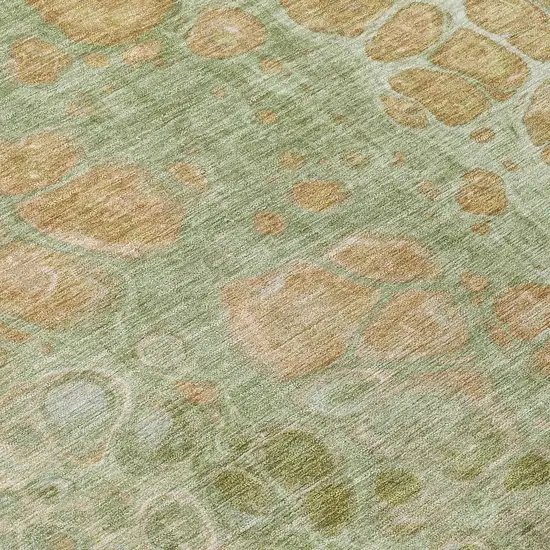 Artichoke Green And Beige Abstract Washable Indoor Outdoor Area Rug Photo 9
