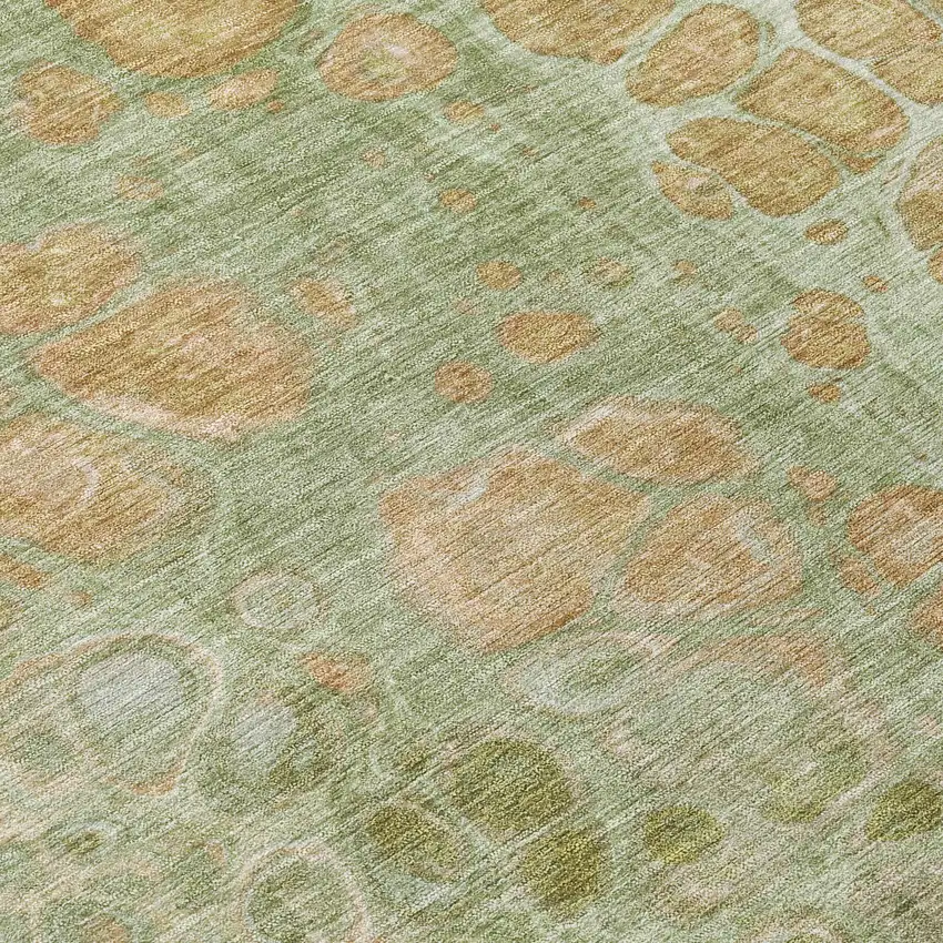 Artichoke Green And Beige Abstract Washable Indoor Outdoor Area Rug Photo 9
