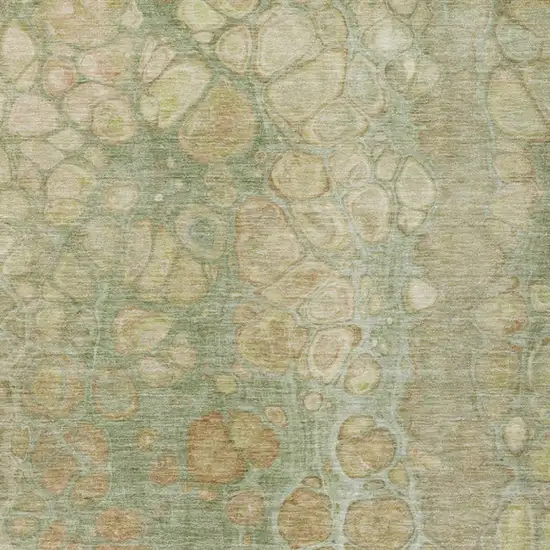 Artichoke Green And Beige Abstract Washable Indoor Outdoor Area Rug Photo 8