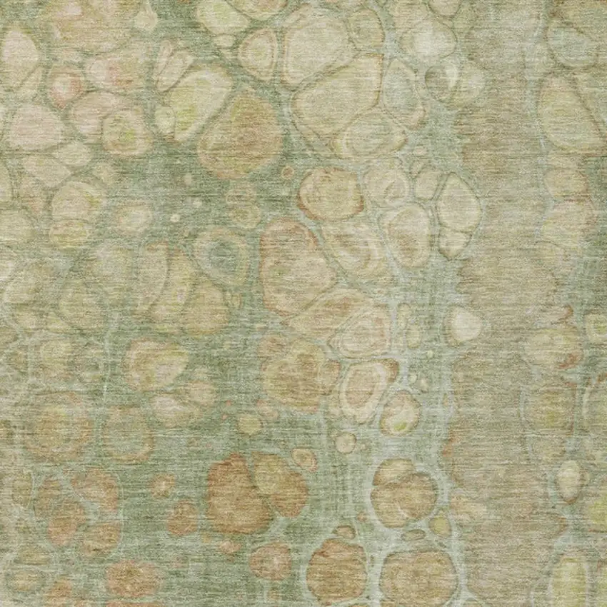 Artichoke Green And Beige Abstract Washable Indoor Outdoor Area Rug Photo 8