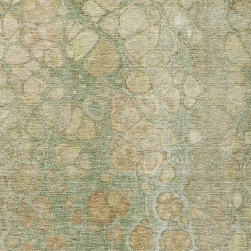 Artichoke Green And Beige Abstract Washable Indoor Outdoor Area Rug Photo 3