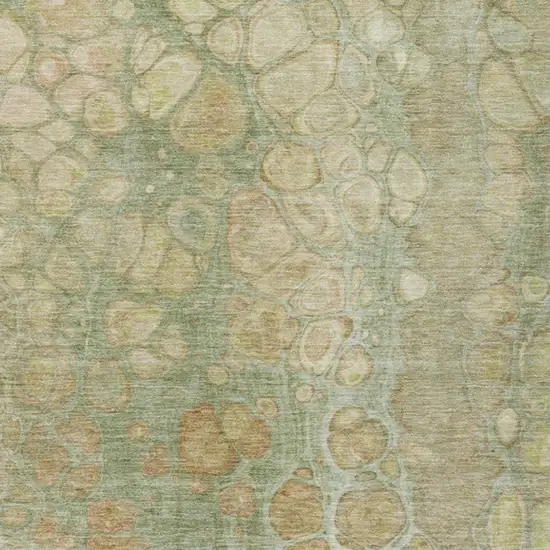 Artichoke Green And Beige Abstract Washable Indoor Outdoor Area Rug Photo 3