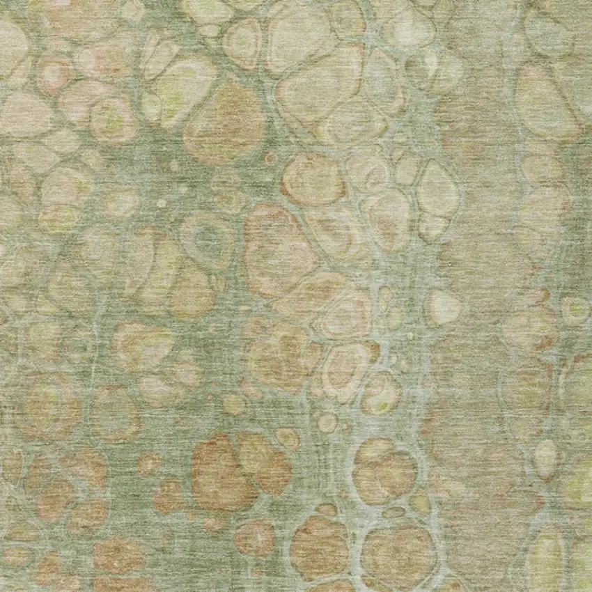 Artichoke Green And Beige Abstract Washable Indoor Outdoor Area Rug Photo 3