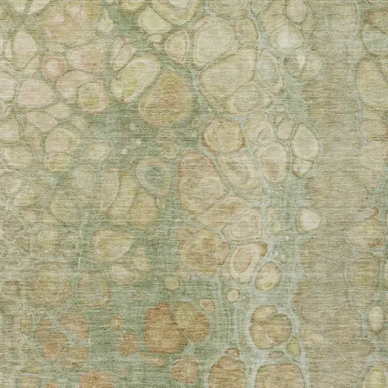 Artichoke Green And Beige Abstract Washable Indoor Outdoor Area Rug Photo 4