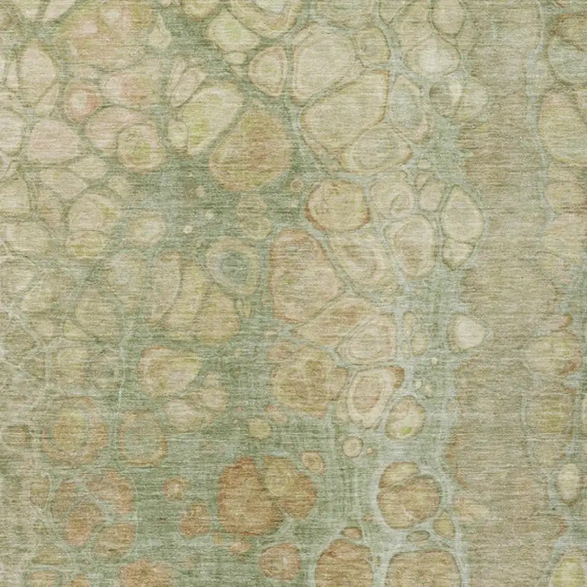 Artichoke Green And Beige Abstract Washable Indoor Outdoor Area Rug Photo 4