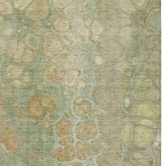 Artichoke Green And Beige Abstract Washable Indoor Outdoor Area Rug Photo 3
