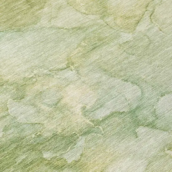 Artichoke Green And Beige Abstract Washable Indoor Outdoor Area Rug Photo 8
