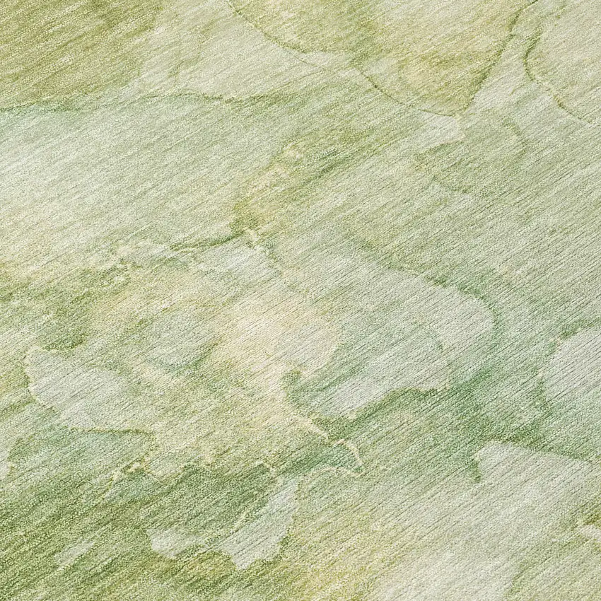 Artichoke Green And Beige Abstract Washable Indoor Outdoor Area Rug Photo 8