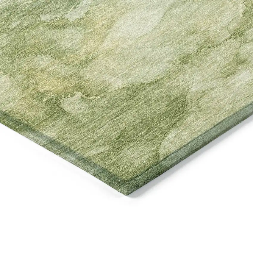 Artichoke Green And Beige Abstract Washable Indoor Outdoor Area Rug Photo 7