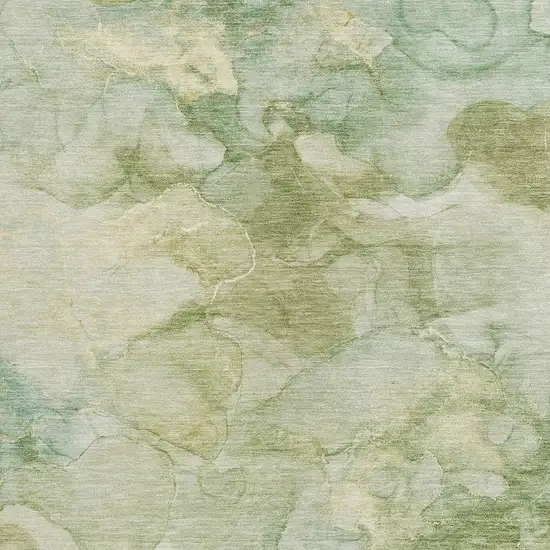 Artichoke Green And Beige Abstract Washable Indoor Outdoor Area Rug Photo 3