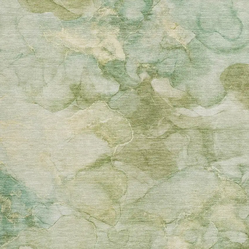 Artichoke Green And Beige Abstract Washable Indoor Outdoor Area Rug Photo 3