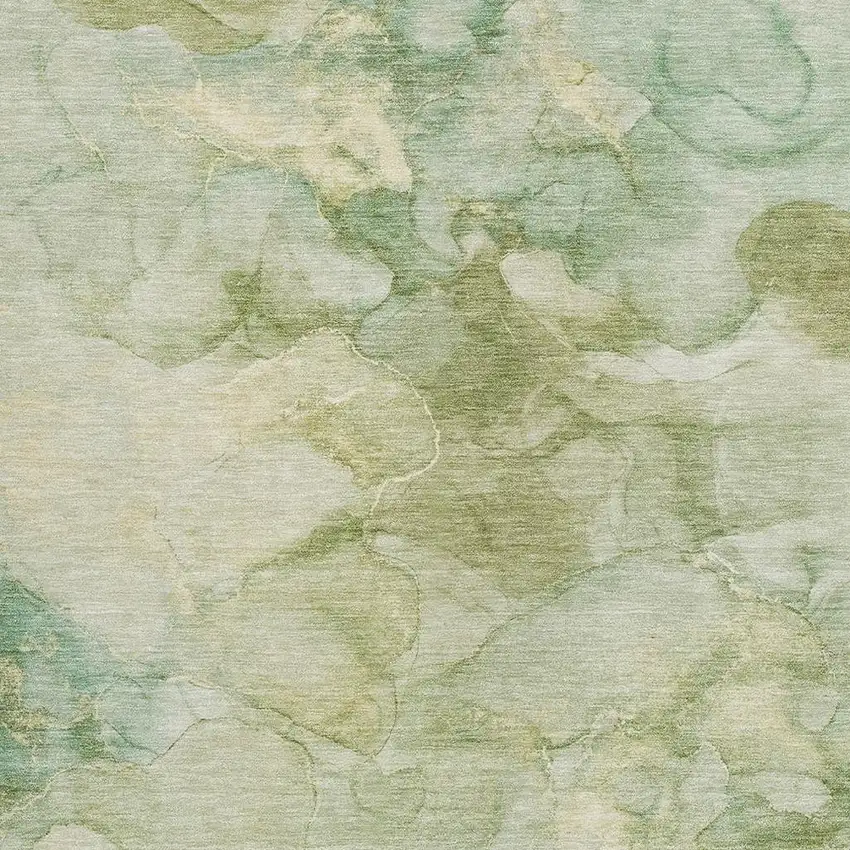 Artichoke Green And Beige Abstract Washable Indoor Outdoor Area Rug Photo 3
