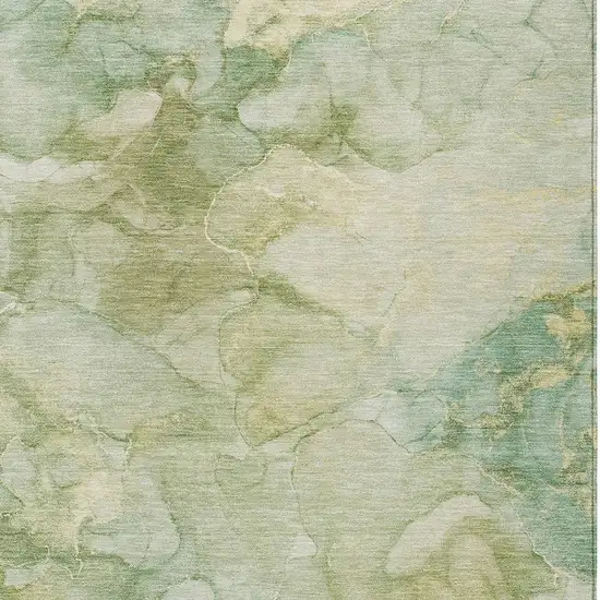Artichoke Green And Beige Abstract Washable Indoor Outdoor Area Rug Photo 7