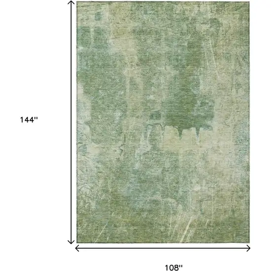 Artichoke Green And Beige Abstract Washable Indoor Outdoor Area Rug Photo 3