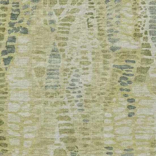 Artichoke Green And Beige Abstract Washable Indoor Outdoor Area Rug Photo 2