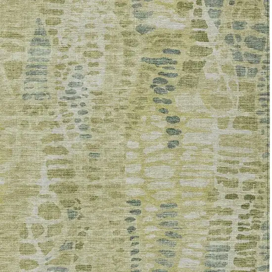 Artichoke Green And Beige Abstract Washable Indoor Outdoor Area Rug Photo 2