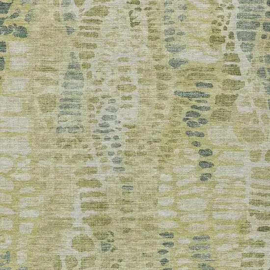 Artichoke Green And Beige Abstract Washable Indoor Outdoor Area Rug Photo 2
