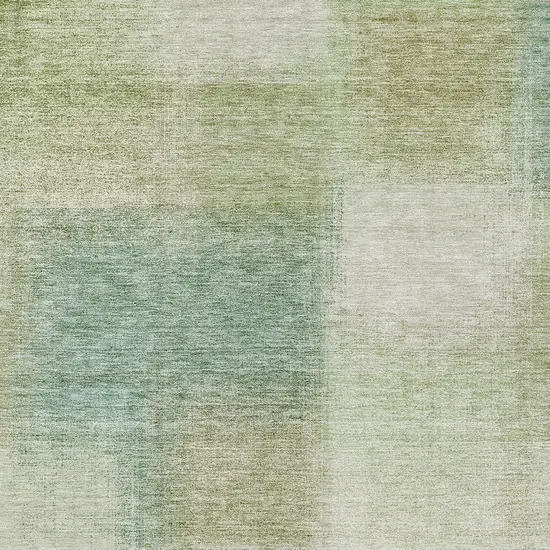 Artichoke Green And Beige Abstract Washable Indoor Outdoor Area Rug Photo 4