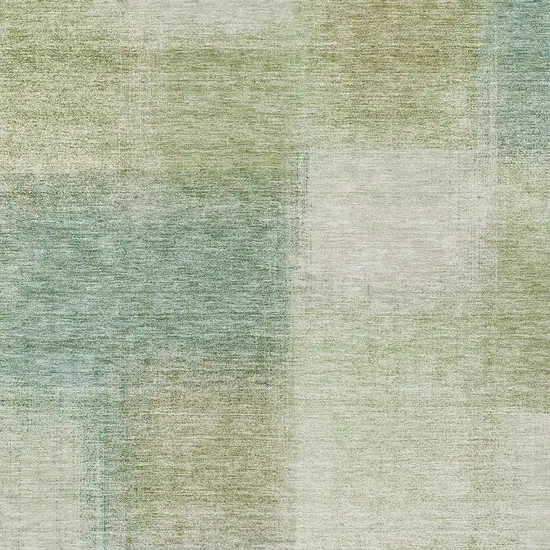 Artichoke Green And Beige Abstract Washable Indoor Outdoor Area Rug Photo 4