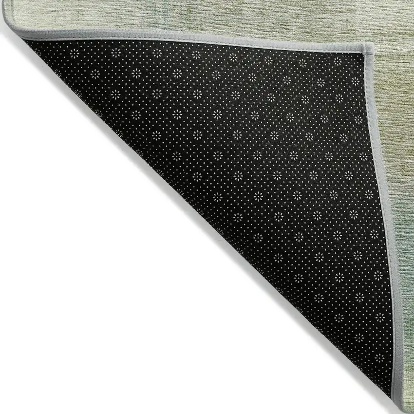 Artichoke Green And Beige Abstract Washable Indoor Outdoor Area Rug Photo 2