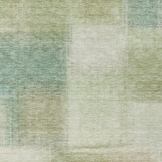 Artichoke Green And Beige Abstract Washable Indoor Outdoor Area Rug Photo 4