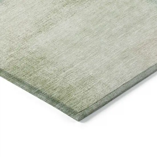 Artichoke Green And Beige Abstract Washable Indoor Outdoor Area Rug Photo 3