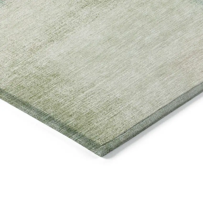 Artichoke Green And Beige Abstract Washable Indoor Outdoor Area Rug Photo 3