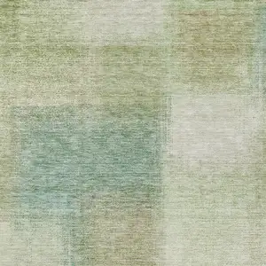 Photo of Artichoke Green And Beige Abstract Washable Indoor Outdoor Area Rug