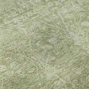 Photo of Artichoke Green And Beige Floral Washable Area Rug With UV Protection