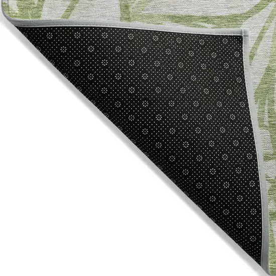 Artichoke Green And Beige Floral Washable Indoor Outdoor Area Rug Photo 2