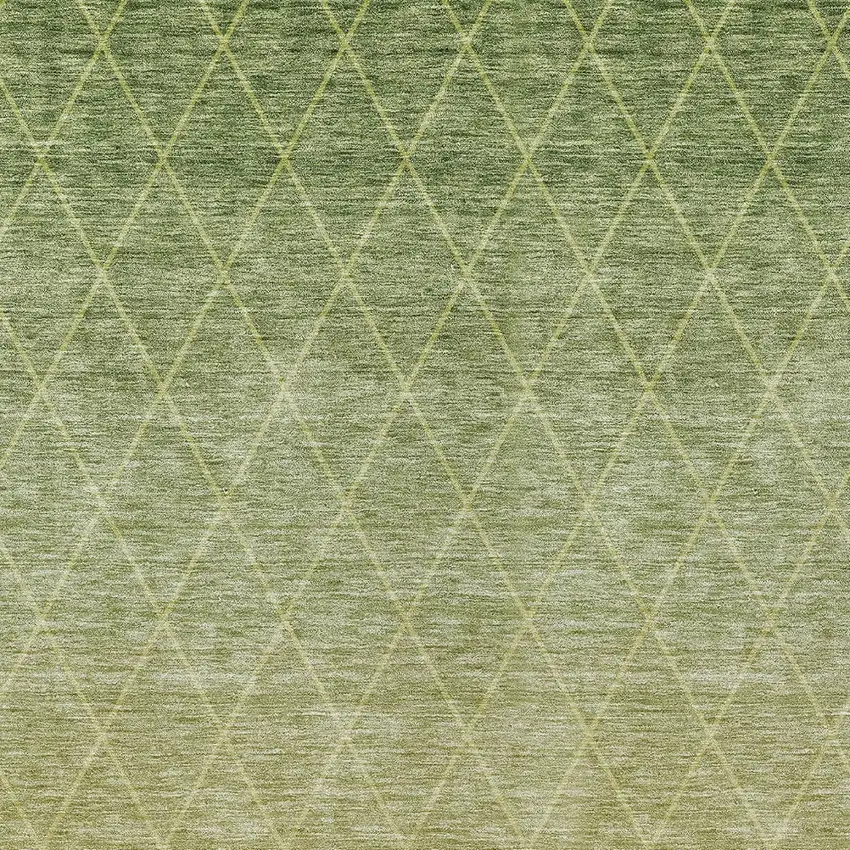 Artichoke Green And Beige Geometric Washable Indoor Outdoor Area Rug Photo 6
