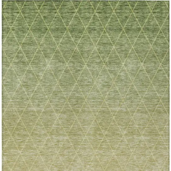 Artichoke Green And Beige Geometric Washable Indoor Outdoor Area Rug Photo 7