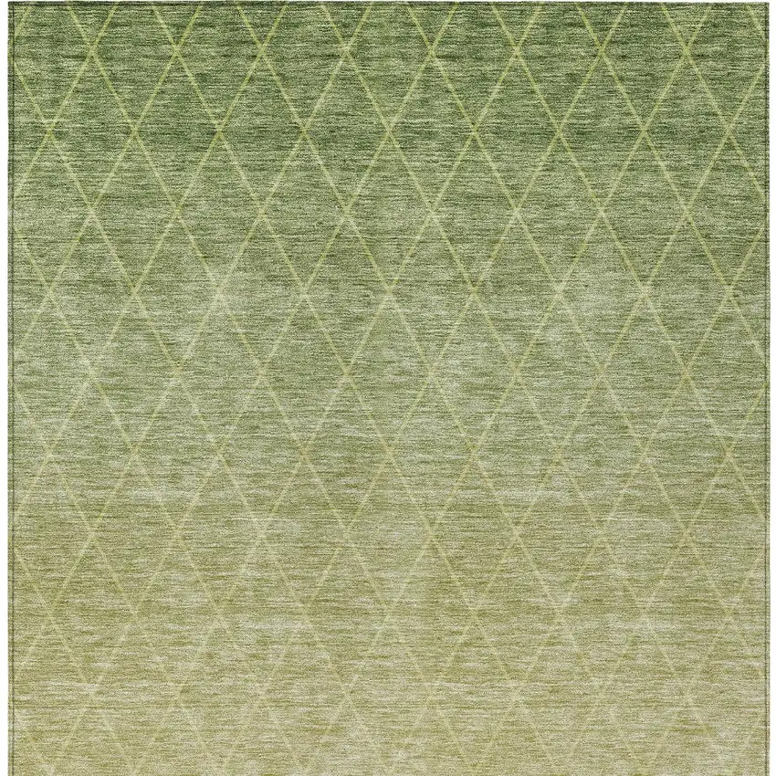 Artichoke Green And Beige Geometric Washable Indoor Outdoor Area Rug Photo 7