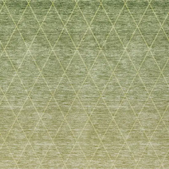 Artichoke Green And Beige Geometric Washable Indoor Outdoor Area Rug Photo 6