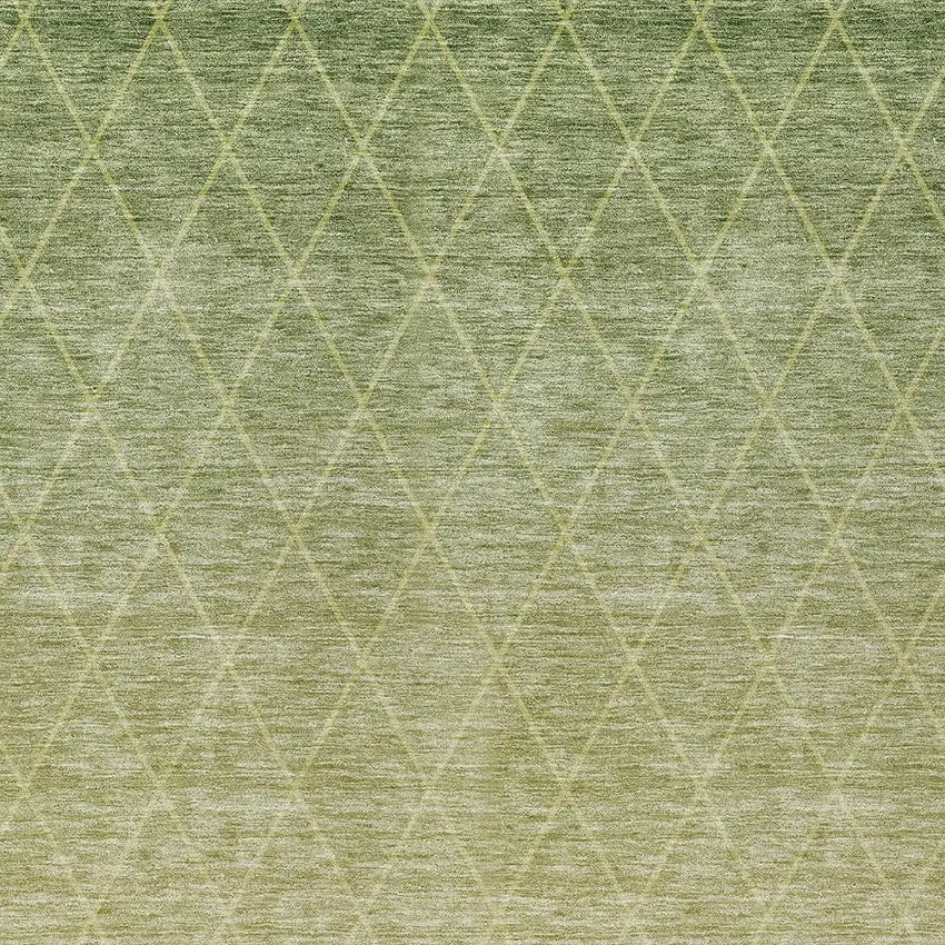 Artichoke Green And Beige Geometric Washable Indoor Outdoor Area Rug Photo 6