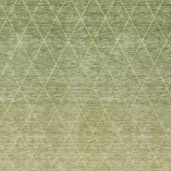 Artichoke Green And Beige Geometric Washable Indoor Outdoor Area Rug Photo 6