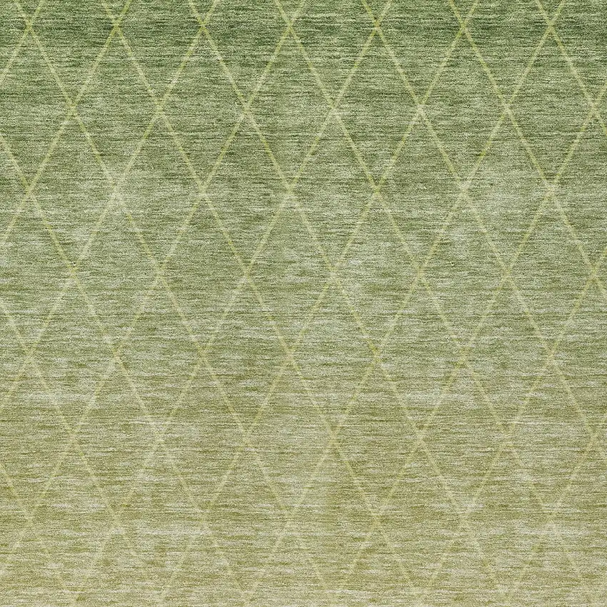 Artichoke Green And Beige Geometric Washable Indoor Outdoor Area Rug Photo 6